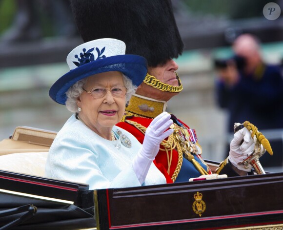 La reine Elizabeth II lors de la parade Trooping the Colour le 14 juin 2014 à Londres