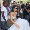 Kanye West quitte son appartement à SoHo avec Kim Kardashian et leur fille, North. New York, le 15 juin 2014.