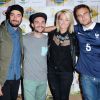 Patrice Maktav, Jerome Niel, Caroline Receveur et Jonathan Demurger assistant à la projection du match France - Suisse sur le bateau Kia à Paris, le 20 juin 2014.