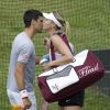 Novak Djokovic et Maria Sharapova, lors d'un entraînement à Wimbledon avant leurs débuts dans le tournoi, le 23 juin 2014