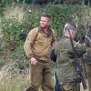 Brad Pitt sur le tournage de "Fury" au Royaume Uni le 4 octobre 2013.