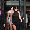 Kim Kardashian, Kylie Jenner et leur mère Kris Jenner quittent le Gansevoort. New York, le 26 juin 2014.