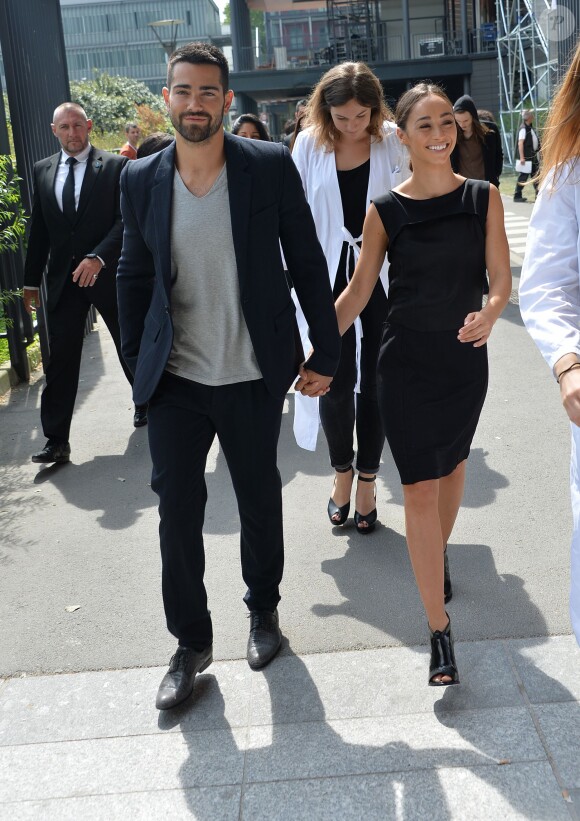 Jesse Metcalfe et sa fiancée Cara Santana à l'université Pierre et Marie Curie pour le défilé homme Maison Martin Margiela printemps-été 2015. Paris, le 27 juin 2014.