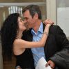 Exclusif - Jérôme Bertin, comédien dans la série "Plus belle la vie" et sa compagne Mariah Tannoury se pacsent au Tribunal d'instance du 15e arrondissement à Paris le 18 juin 2014.