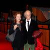 Jean Rochefort et sa femme Francoise Vidal lors du Gucci Paris Masters à Villepinte le 7 décembre 2013. 