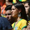 Bruna Marquezine, petite amie de Neymar, assiste au match Brésil contre Chili à Belo Horizonte city, le 28 juin 2014