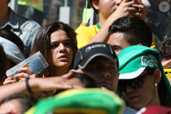 Bruna Marquezine, petite amie de Neymar, assiste au match Brésil contre Chili à Belo Horizonte city, le 28 juin 2014