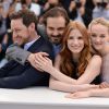 Ned Benson, Jessica Chastain, James McAvoy, Jess Weixler lors du photocall du film The Disappearance Of Eleanor Rigby au Festival de Cannes le 18 mai 2014