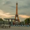 La tour Eiffel - Paris Eiffel Jumping, présenté par Gucci, au Champ de Mars à Paris. Le 4 juillet 2014