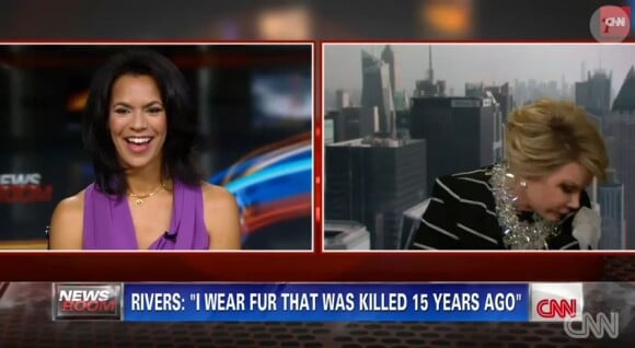 La star Joan Rivers dans un échange tendu avec Fredricka Whitfield, sur CNN, le 5 juillet 2014.
