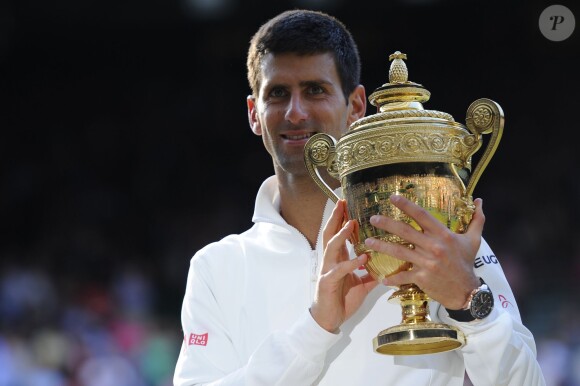 Novak Djokovic lors de sa victoire sur Roger Federer en finale de Wimbledon, le 6 juillet 2014