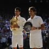 Novak Djokovic lors de sa victoire sur Roger Federer en finale de Wimbledon, le 6 juillet 2014