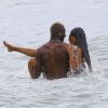 Mario Balotelli et sa jolie fiancée Fanny Neguesha en vacances à Miami le 6 juillet 2014.