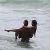 Mario Balotelli et sa jolie fiancée Fanny Neguesha en vacances à Miami le 6 juillet 2014.