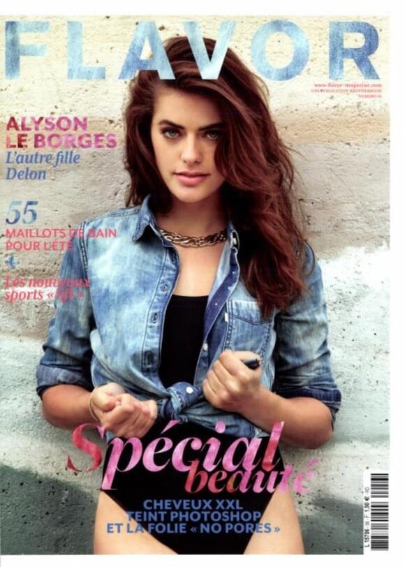 "Alyson Le Borges, l'autre fille Delon", cover girl du magazine Flavor, mai-juin 2013.