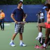 Serena Williams et son coach Patrick Mouratoglou avant l'US Open à Flushing Meadows, le 28 août 2013 à New York