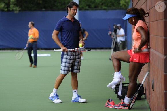 Serena Williams et son coach Patrick Mouratoglou avant l'US Open à Flushing Meadows, le 28 août 2013 à New York