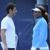 Serena Williams et Patrick Mouratoglou lors de l'US Open à New York le 7 septembre 2012