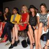 Malika Ménard, la chanteuse Imany, Pauline Lefèvre, Axelle Laffont, Isabelle Funaro et Melita Toscan du Plantier assistent au défilé haute couture Zuhair Murad automne-hiver 2014-2015 au Palais des Beaux-Arts. Paris, le 10 juillet 2014.