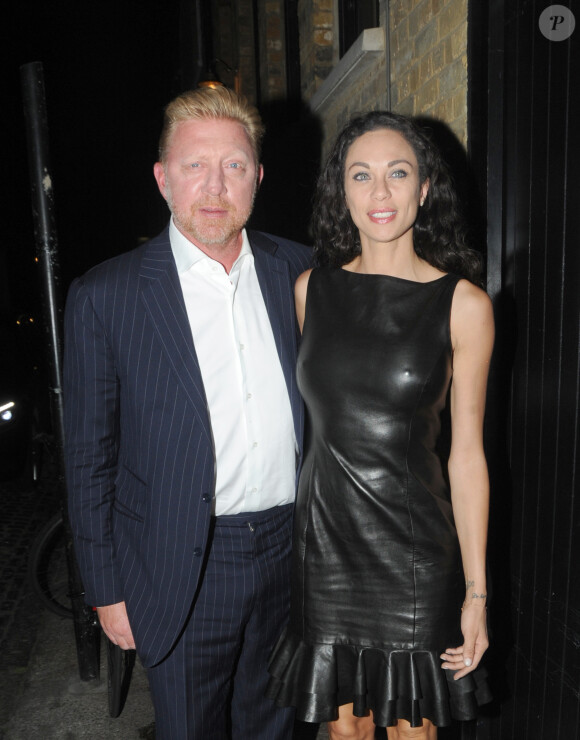 Boris Becker et sa femme Lilly Kerssenberg sortant du Chiltern Firehouse à Londres, le 2 juillet 2014