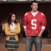 Cory Monteith et Lea Michele sur le tournage de Glee en 2009.