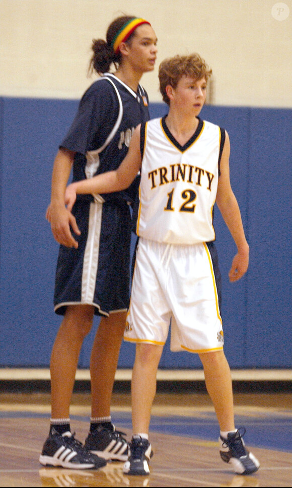 Kevin McEnroe et Joakim Noah lors d'un match entre les Trinity Tigers et les Poly Prep Blue Devils à New Yorl, le 16 janvier 2003