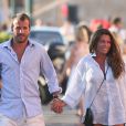  Rafael van der Vaart et sa petite amie Sabia Engizek rentrent de leur apr&egrave;s-midi sur la plage de Pampelonne et se prom&egrave;nent sur le port &agrave; Saint-Tropez, le 15 juillet 2014. 