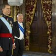 Le roi Felipe VI d'Espagne reçoit les lettres de créance des nouveaux ambassadeurs étrangers lors d'une cérémonie au palais royal à Madrid, le 17 juillet 2014.