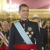 Le roi Felipe VI d'Espagne reçoit les lettres de créance des nouveaux ambassadeurs étrangers lors d'une cérémonie au palais royal à Madrid, le 17 juillet 2014.