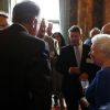 La reine Elizabeth II lors de la réception en l'honneur des lauréats des Queen's Leaders Awards le 14 juillet 2014 à Buckingham Palace.