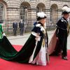 La reine Elizabeth II et la famille royale lors des cérémonies de l'ordre du chardon à Edimbourg le 3 juillet 2014