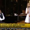 Céline Dion chante avec 300 enfants pour la Fondation Sainte-Justine à la Maison symphonique de Montréal, le 16 juillet 2014.