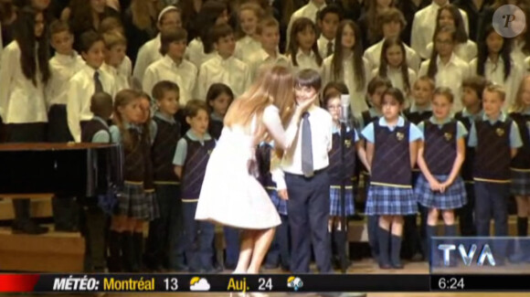 Céline Dion a chanté avec 300 enfants pour la Fondation Sainte-Justine à la Maison symphonique de Montréal, le 16 juillet 2014.