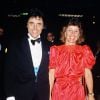 Sacha Distel et son épouse Francine au concert de Frank Sinatra à Paris, le 26 septembre 1984.
