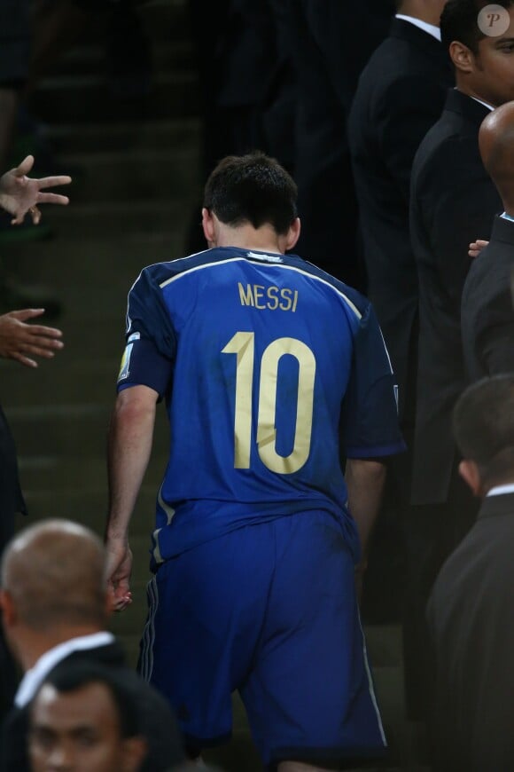 Lionel Messi après la victoire de l'Allemagne en finale de la Coupe du monde, le 13 juillet 2014 au stade Maracana de Rio de Janeiro