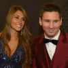 Lionel Messi et sa compagne lors de la cérémonie du Ballon d'Or à la salle des congrès de Zurich, le 13 janvier 2014