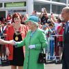 La reine Elizabeth II aux Jeux du Commonwealth à Glasgow le 24 juillet 2014, premier jour de compétition.