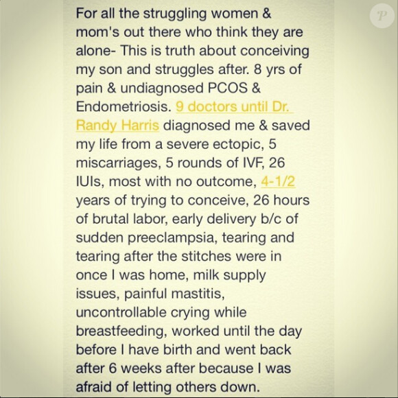 Jaime King a publié un long message sur son compte Instagram le 25 juillet 2014 expliquant toutes les souffrances endurées durant huit ans avant l'arrivée de son fils James
