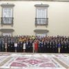 Felipe VI et Letizia d'Espagne ont reçu le 30 juillet 2014 au palais du Pardo, à Madrid, une délégation de représentants des services de sécurité ayant oeuvré lors des cérémonies d'intronisation le 19 juin 2014 et lors des jours précédents.