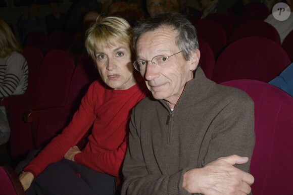 Patrice Leconte et sa femme Agnès Béraud au Théâtre du Gymnase à Paris, le 19 février 2014.