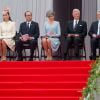 Le prince William, Kate Middleton, François Hollande, Mathilde et Philippe de Belgique, Joachim Gauck et Felipe VI d'Espagne lors de la cérémonie commémorative du centenaire de la Première Guerre mondiale à Liège le 4 août 2014