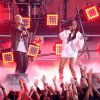 Eminem et Rihanna lors des MTV Movie Awards 2014 à Los Angeles. Le 13 avril 2014.