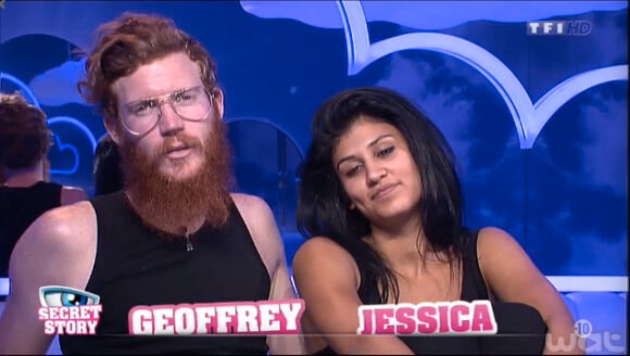 Geoffrey et Jessica dans la quotidienne de Secret Story 8, le vendredi 8 aout 2014, sur TF1