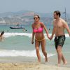  Michelle Hunziker (enceinte) avec son petit ami Trussardi Tomaso sur une plage a Ibiza Le 27 Juillet 2013 