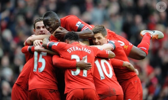Les joueurs de Liverpool lors de leur match face à Arsenal. Février 2014.