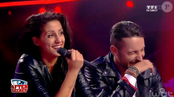 Les ex-Secretistes Elodie et Iliesse sur le plateau de l'After Secret, le vendredi 8 août 2014.