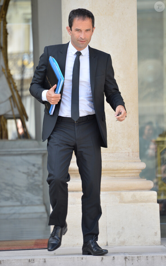Benoît Hamon, ministre de l'Education nationale, de l'enseignement supérieur et de la recherche - Paris, le 20 août 2014 - Sortie du conseil des ministres au Palais de l'Elysée à Paris.