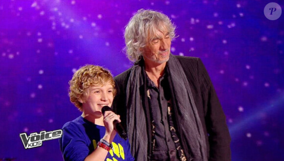 Benjamin et Louis Bertignac dans The Voice Kids sur TF1. Episode 1 diffusé le samedi 23 août 2014 sur TF1.