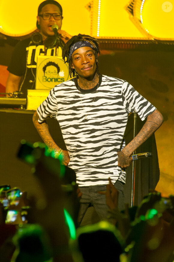 Wiz Khalifa lors du concert Orange RockCorps au Trianon à Paris, le 2 juillet 2014.
