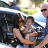 Kim Kardashian, sa fille North en pleurs, sa mère Kris Jenner, sa soeur Kourtney (enceinte) et ses enfants Mason et Penelope visitent le zoo de San Diego. Le 22 août 2014.